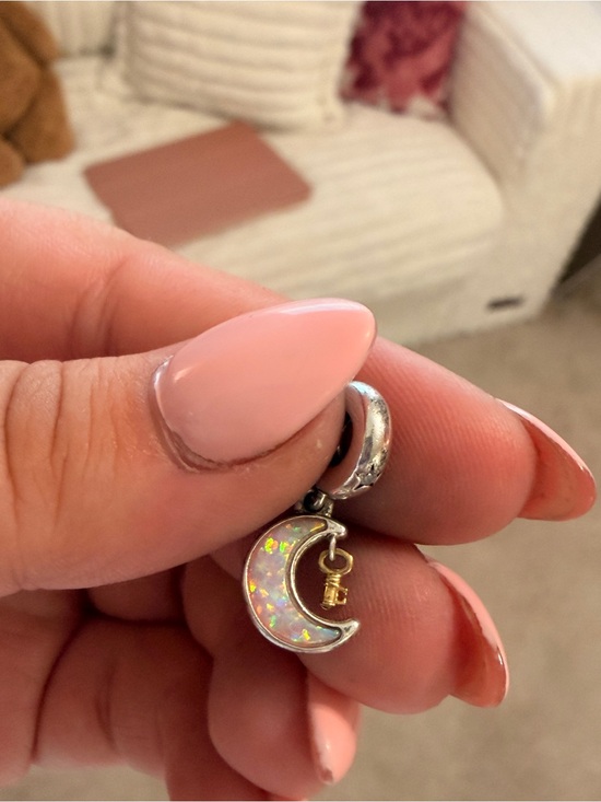 Pandora Jewelry - Pandora Pink Opal Crescent Moon Charm  - Women Jewelry